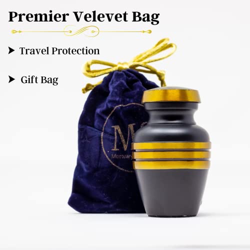 Black Small Urn for Human Ashes - Black Keepsake Urn