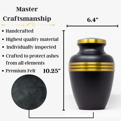 Black and Gold Urn - Urn for Human Ashes