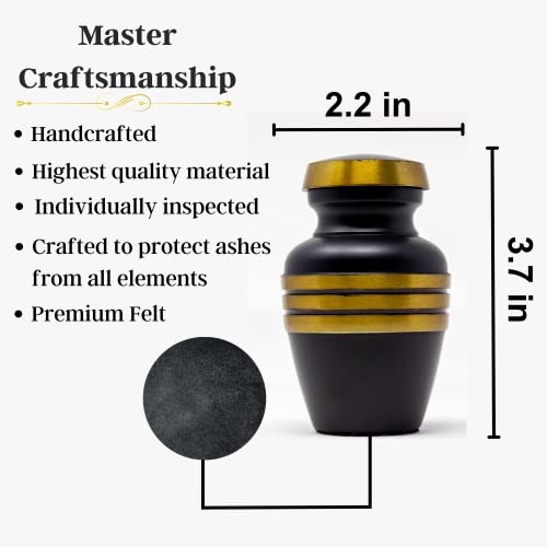 Black Small Urn for Human Ashes - Black Keepsake Urn