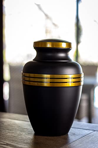 Black and Gold Urn - Urn for Human Ashes